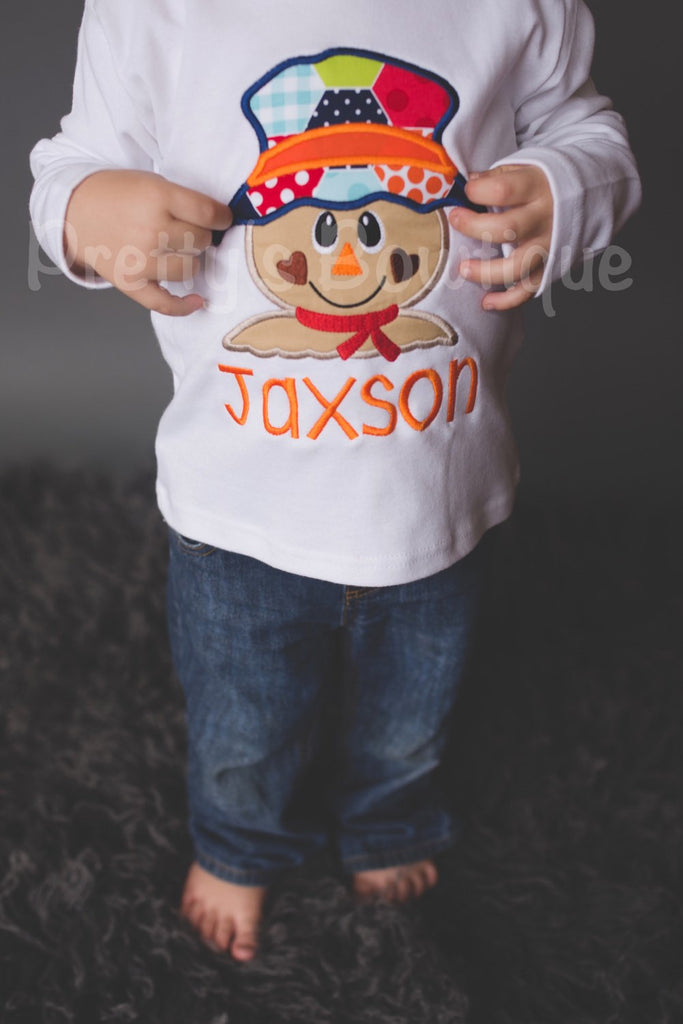 Boy's Fall Scarecrow T Shirt / Bodysuit for Newborn, Toddler & Youth Personalized with Name - Pretty's Bowtique
