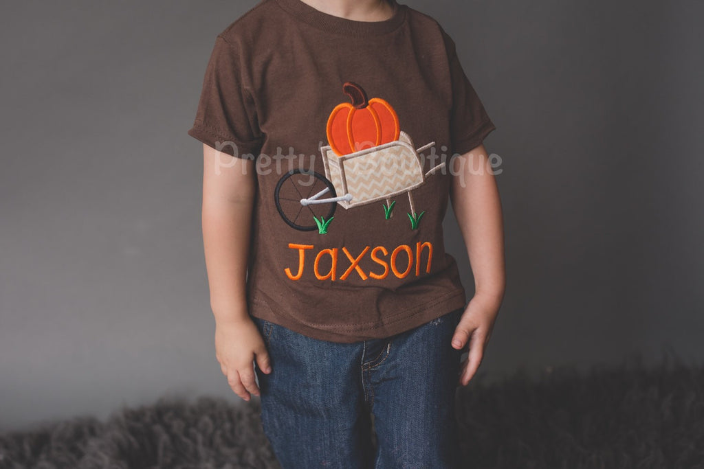 Boys Fall Pumpkin Shirt or Baby Bodysuit Personalized with Name –- Sizes 3M to Youth XL - Pretty's Bowtique