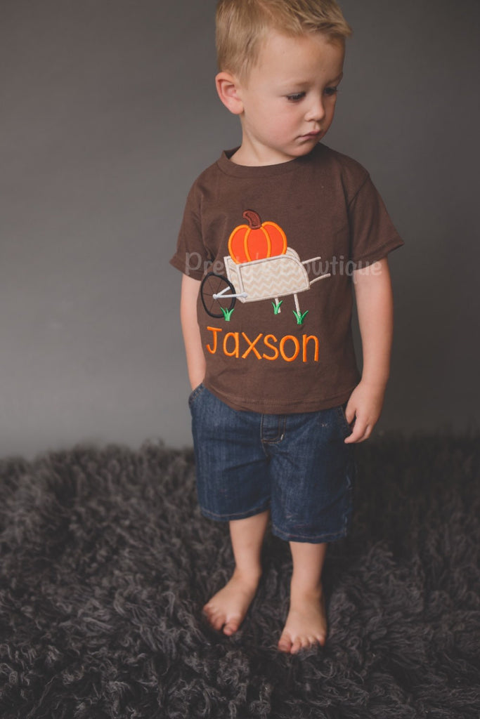 Boys Fall Pumpkin Shirt or Baby Bodysuit Personalized with Name –- Sizes 3M to Youth XL - Pretty's Bowtique