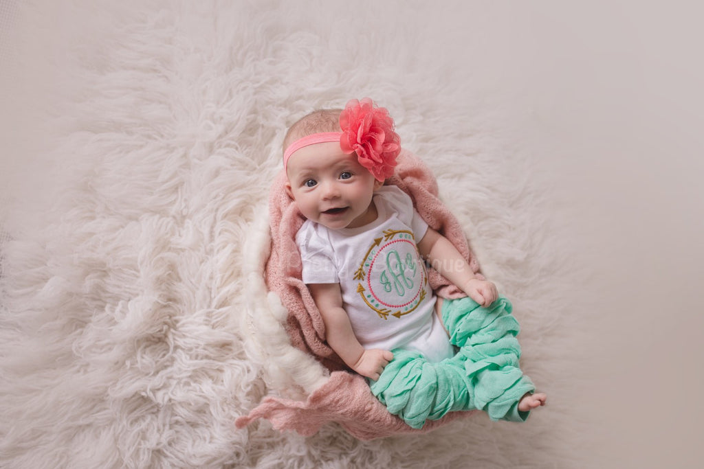 Girls Gold Arrow Monogram Shirt or Bodysuit and matching headband and legwarmers  - tribal aztec - Pretty's Bowtique