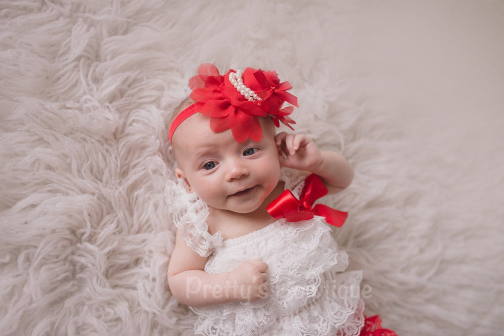 Lace Petti Romper in Red and White in Baby, Toddler, & Girls Sizes - Pretty's Bowtique