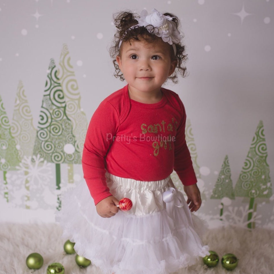 Girls Christmas shirt or bodysuit - Santa's girl shirt or bodysuit - heat transfer glitter - Pretty's Bowtique