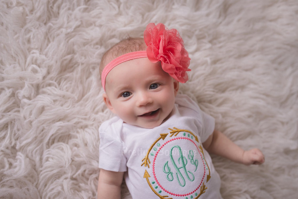 Girls Gold Arrow Monogram Shirt or Bodysuit and matching headband and legwarmers  - tribal aztec - Pretty's Bowtique