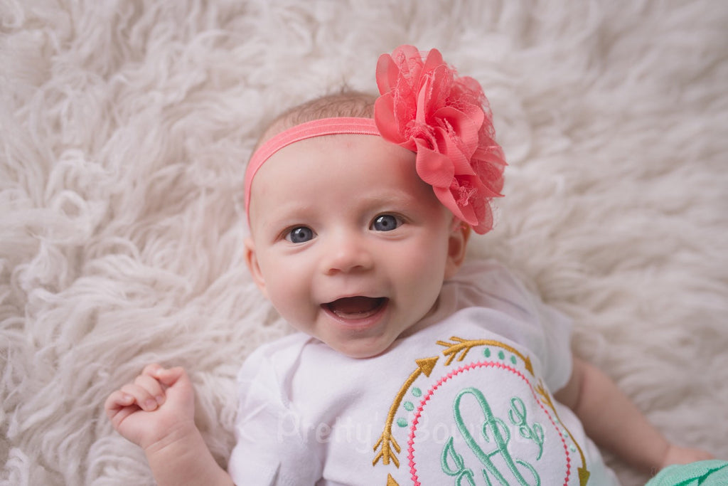Girls Gold Arrow Monogram Shirt or Bodysuit and matching headband and legwarmers  - tribal aztec - Pretty's Bowtique