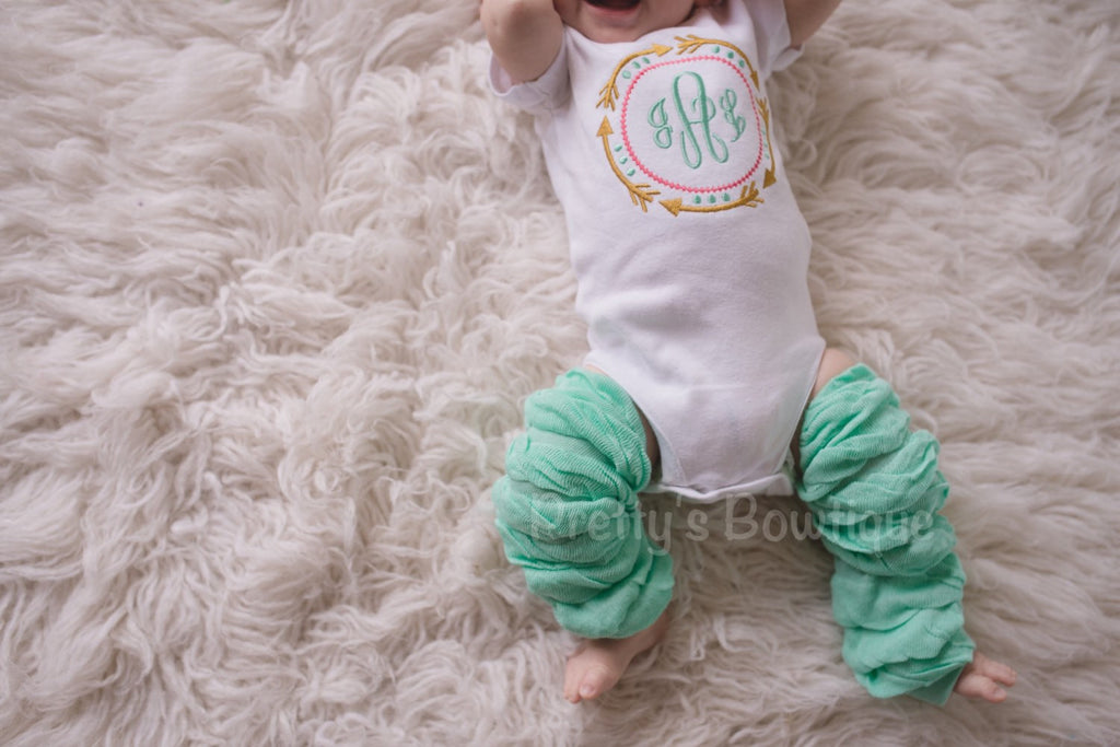Girls Gold Arrow Monogram Shirt or Bodysuit and matching headband and legwarmers  - tribal aztec - Pretty's Bowtique