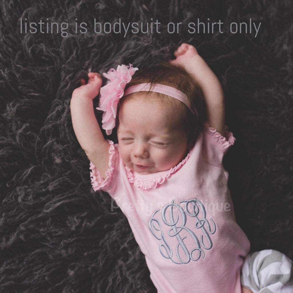 Monogram Girls T Shirt / Bodysuit  Light Pink can be customized - Pretty's Bowtique