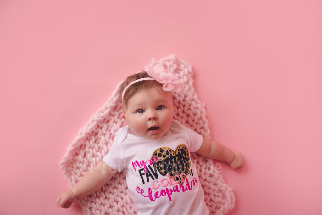 Baby girls My favorite color is lepoard outfit -- Bodysuit or t shirt, legwarmers and flower headband - Pretty's Bowtique