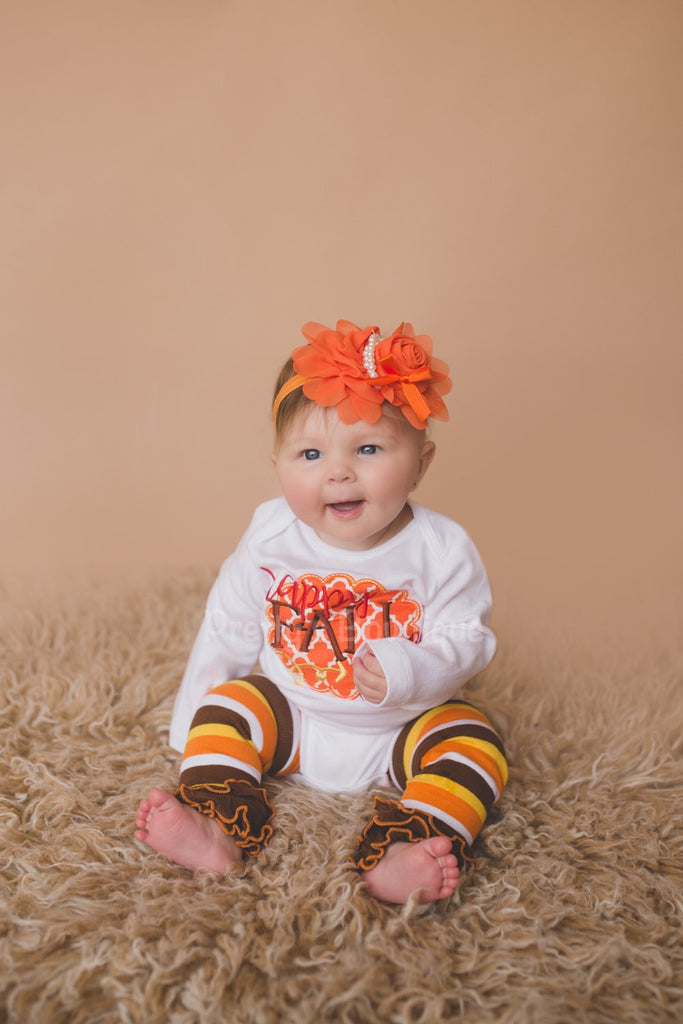Girls Happy Fall Y'all or bodysuit - Fall Shirt, headband and legwarmers - Pretty's Bowtique