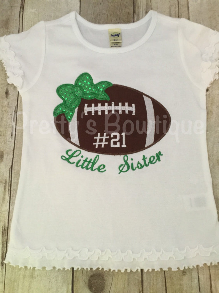 Girls Football shirt or bodysuit for babies, toddler, and children.  You pick team colors - Pretty's Bowtique