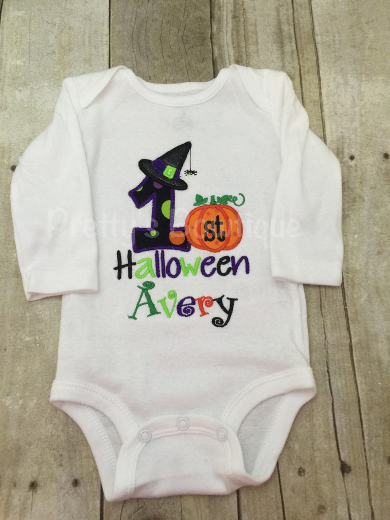 Girls my 1st Halloween outfit -- My 1st Halloween girls bodysuit or t shirt Adorable -- 3pc set - Pretty's Bowtique