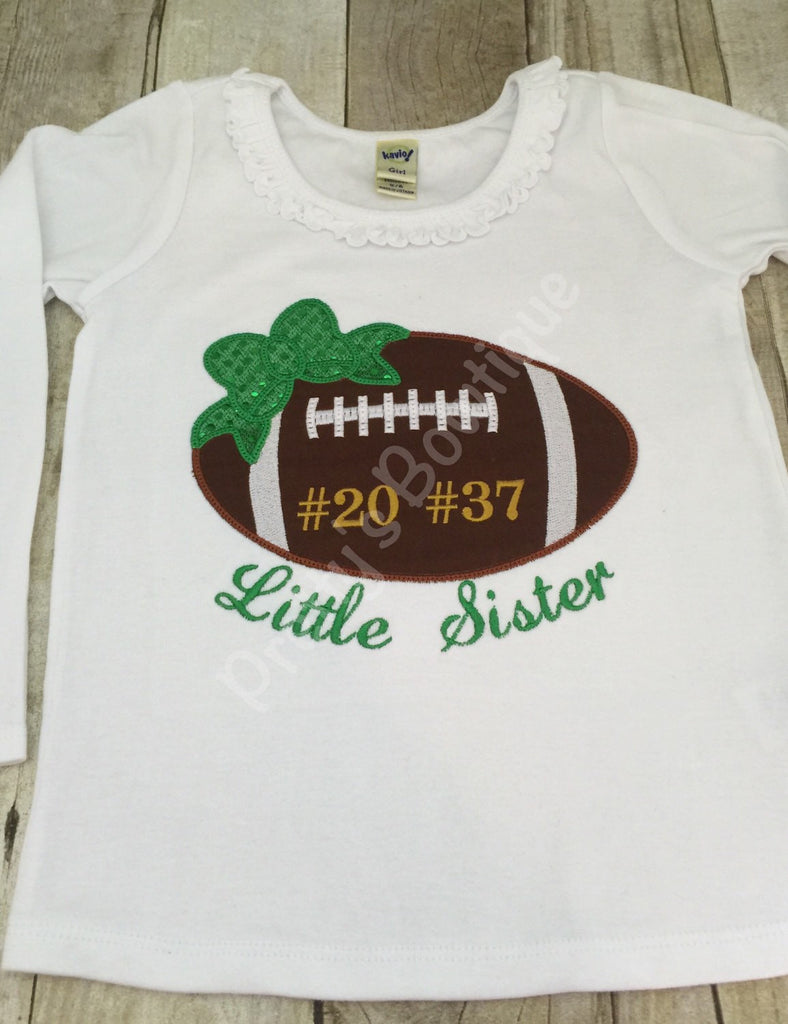 Girls Football shirt or bodysuit for babies, toddler, and children.  You pick team colors - Pretty's Bowtique