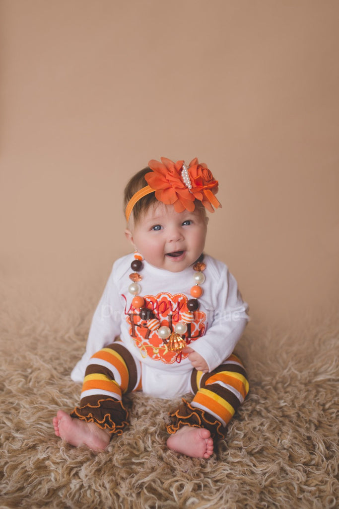 Girls Happy Fall Y'All Shirt or bodysuit - Fall Shirt, headband, necklace and legwarmers - Pretty's Bowtique