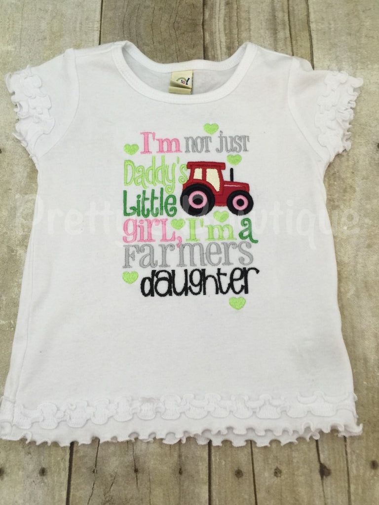 Farmer's Daughter tractor bodysuit or t shirt. Can customize wording and colors - Pretty's Bowtique