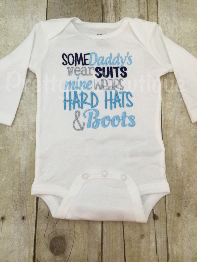 Some Daddys wear suits mine wears hard hats and boots bodysuit or t shirt - can customize colors - Pretty's Bowtique