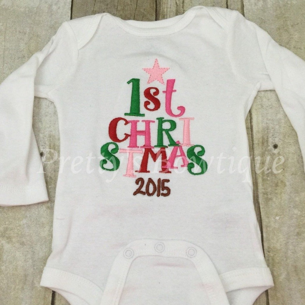 Baby girl My 1st Christmas - First Christmas bodysuit or shirt - Pretty's Bowtique