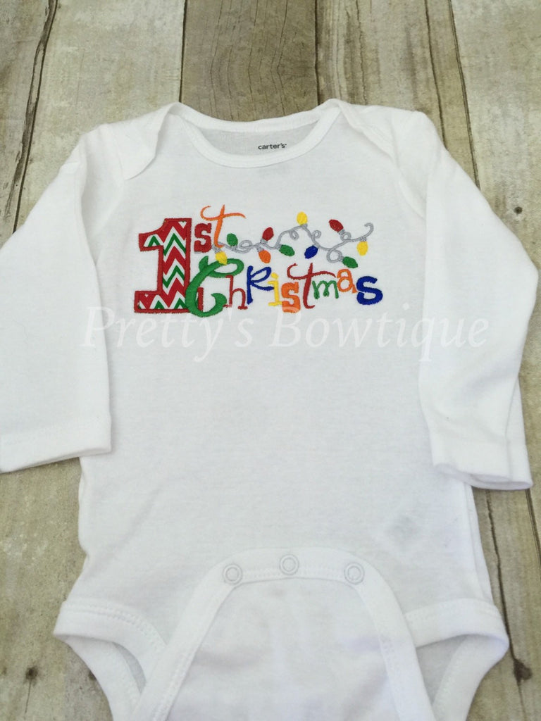 Baby boy My 1st Christmas - First Christmas bodysuit or shirt christmas legwarmers - Pretty's Bowtique