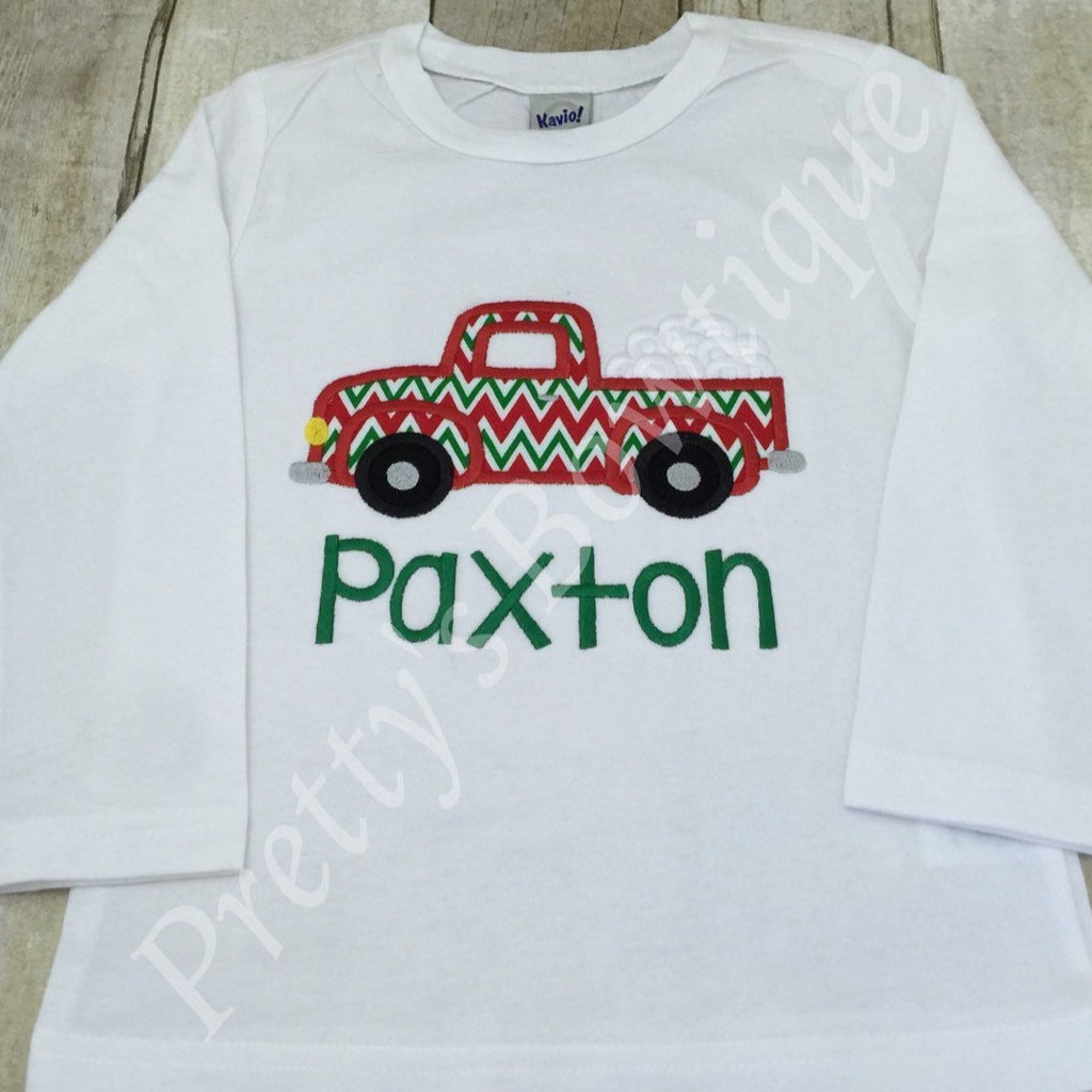 Boys Christmas Pick up Truck Shirt or Bodysuit -- Pick up truck with snowballs - Pretty's Bowtique