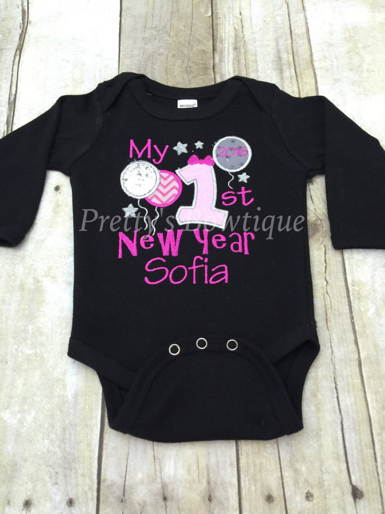 Girls My 1st New Year's Outfit 2017 bodysuit or shirt. - Pretty's Bowtique