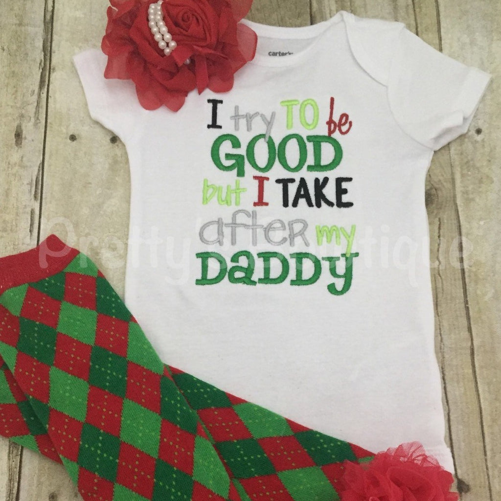 Holiday Baby Clothes / Girls Outfit in Sizes Newborn to 12 Years - Bodysuit or Shirt with Leg Warmers and Headband - Pretty's Bowtique