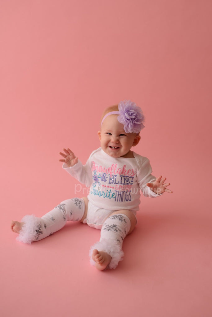 Girls Winter/Christmas outfit -- Snowflakes & Bling are my Favorite Things bodysuit or t shirt - Pretty's Bowtique