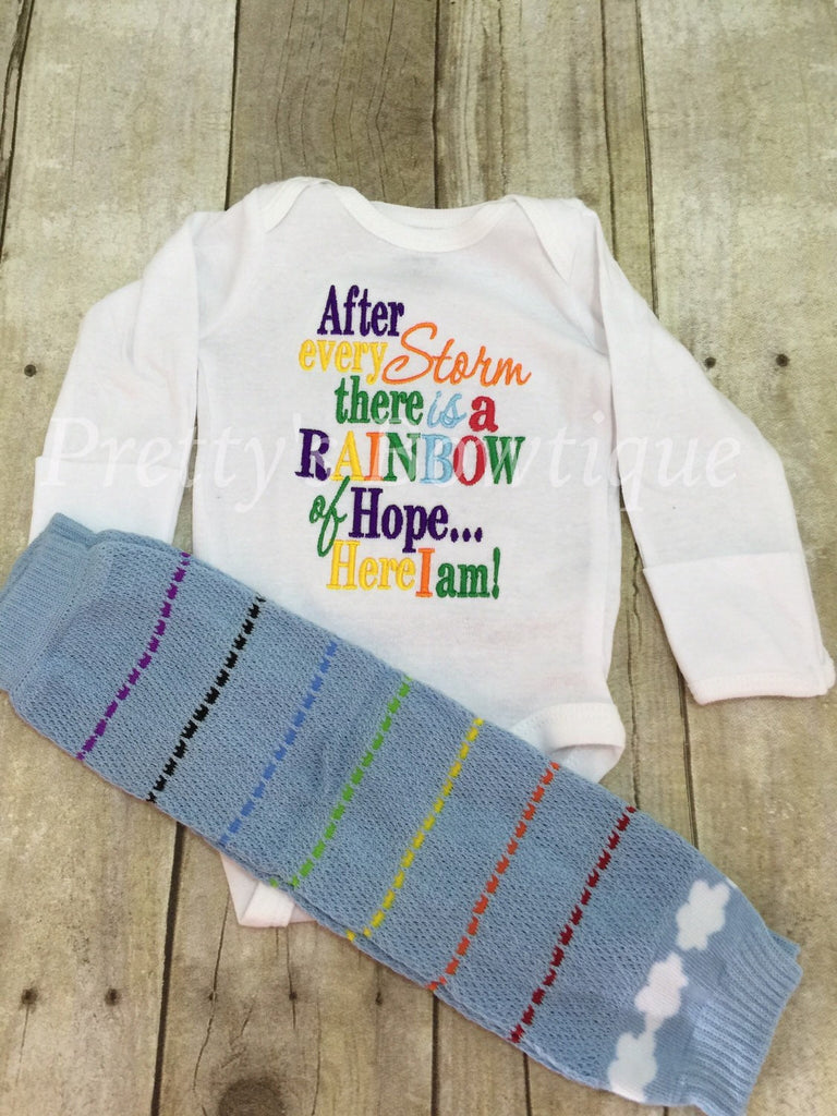 Coming home outfit Rainbow Baby Set Bodysuit or shirt and matching legwarmers Miracle baby - Pretty's Bowtique
