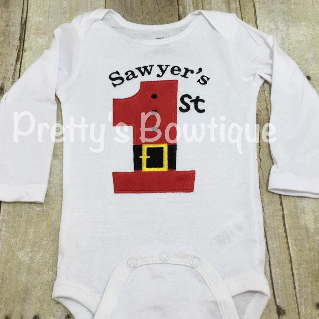 1st Christmas Personalized shirt or bodysuit Babies 1st Christmas Shirt Santa - Pretty's Bowtique