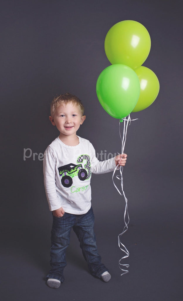 Monster Truck Birthday Shirt any age you can pick colors and fabrics - Pretty's Bowtique
