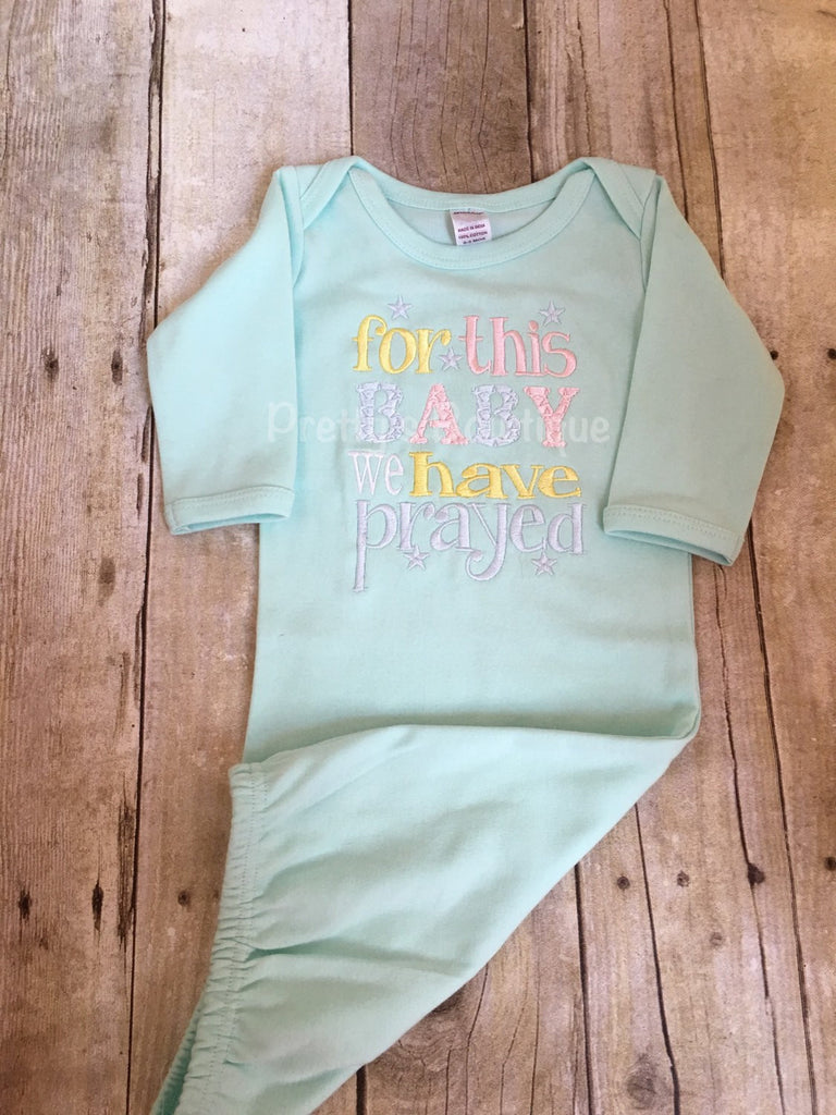 Newborn coming home outfit For This Little Baby we have Prayed gown Coming home outfit, hosptial gown, baby gown, can customize - Pretty's Bowtique