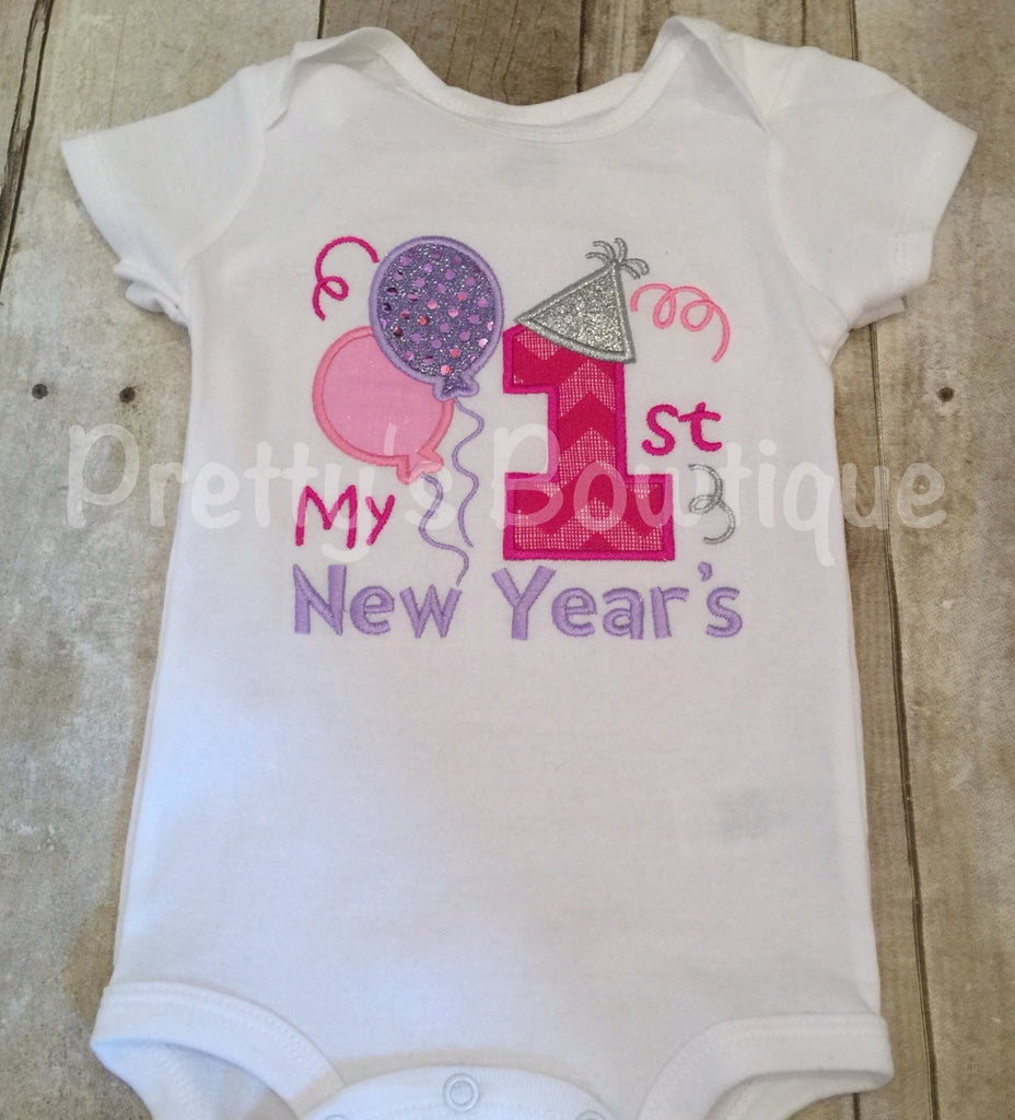 1st New Years Bodysuit -- Girls New Years Shirt or Bodysuit -- 1st New Year's Shirt or bodysuit any size - Pretty's Bowtique