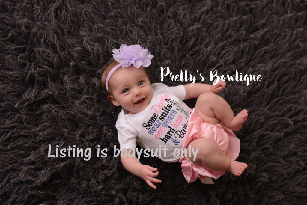 Some Daddys wear suits mine wears hard hats and boots. Bodysuit can customize colors - Pretty's Bowtique