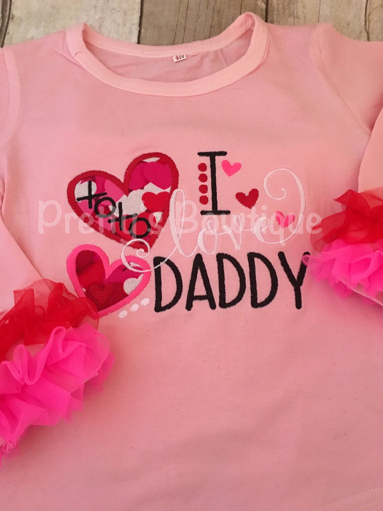 Valentines Day Outfit for Baby Girl & Kids – 2-Piece Set for Daddy -- I love Daddy - Pretty's Bowtique