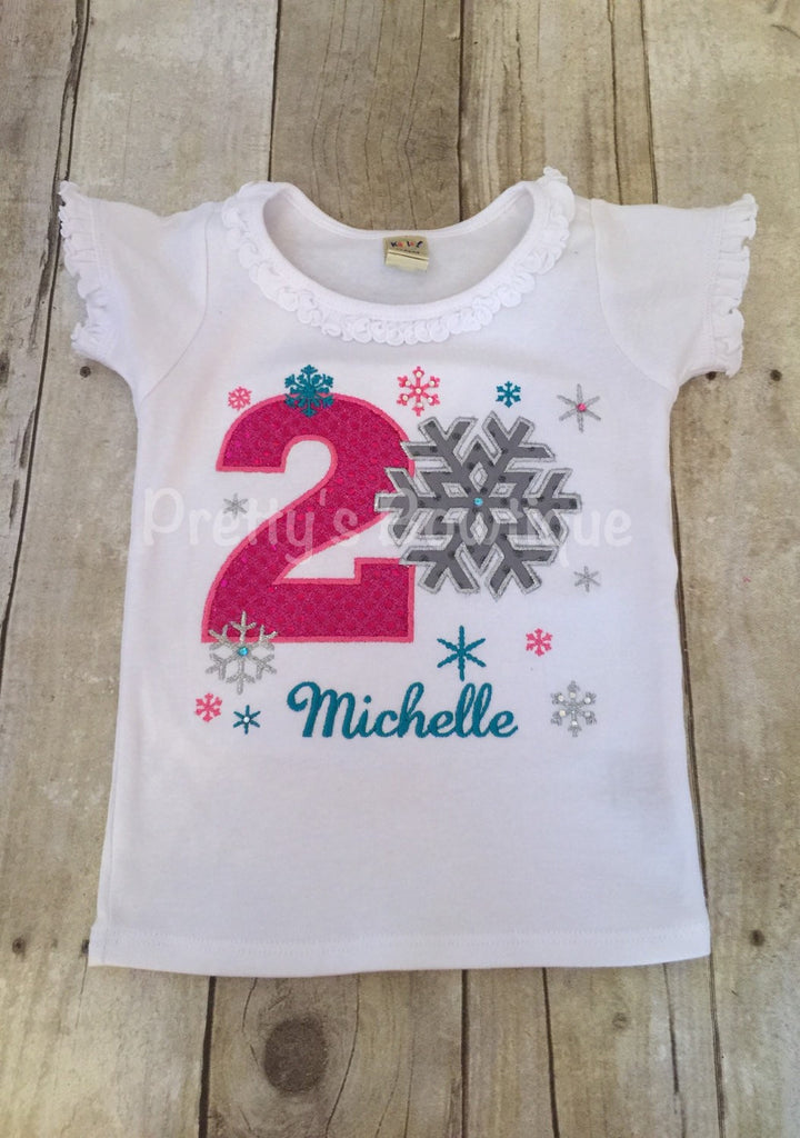 Girls Frozen Winter Birthday Shirt -- Frozen Winter Wonderland birthday shirt custom Onerland - Pretty's Bowtique