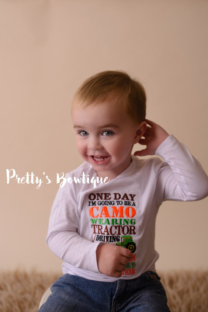 Big brother announcement shirt One day i'm going to be a Camo wearing Tractor driving hunting man but for now I am going to be a BIG BROTHER - Pretty's Bowtique