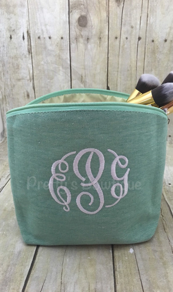 Monogram Make-up Bag  -- Embroidered personalized cosmetic bag - Pretty's Bowtique