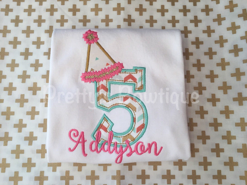 Girls Birthday Shirt-- Personalized Birthday Shirt -- Any age and can customize colors - Pretty's Bowtique