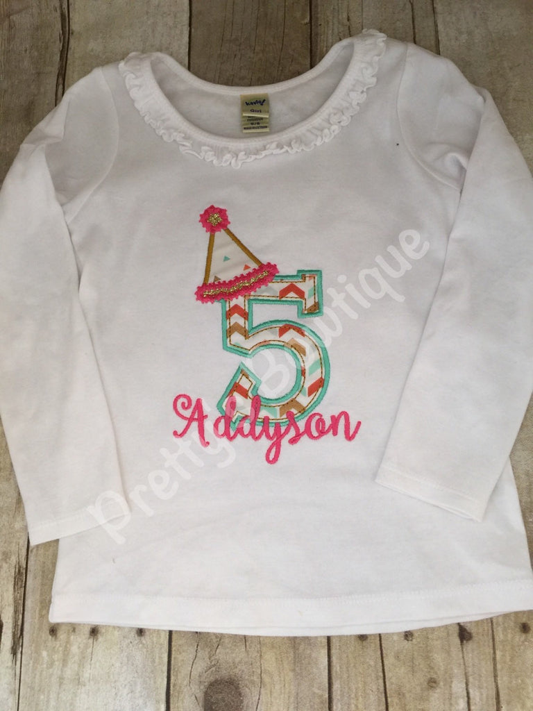 Girls Birthday Shirt-- Personalized Birthday Shirt -- Any age and can customize colors - Pretty's Bowtique