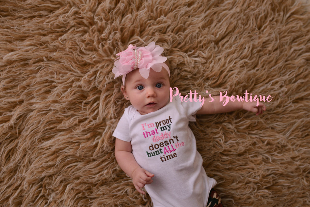 Daddys Girl Outfit – Hunting Dad Outfit with Camo Legwarmers & Flower Headband  – I'm Proof That My Daddy Doesn't Hunt All the Time - Pretty's Bowtique