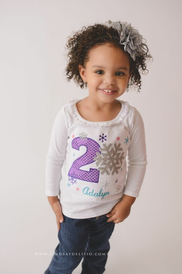 Girls Frozen Winter Birthday Shirt -- Frozen Winter Wonderland birthday shirt custom Onerland - Pretty's Bowtique