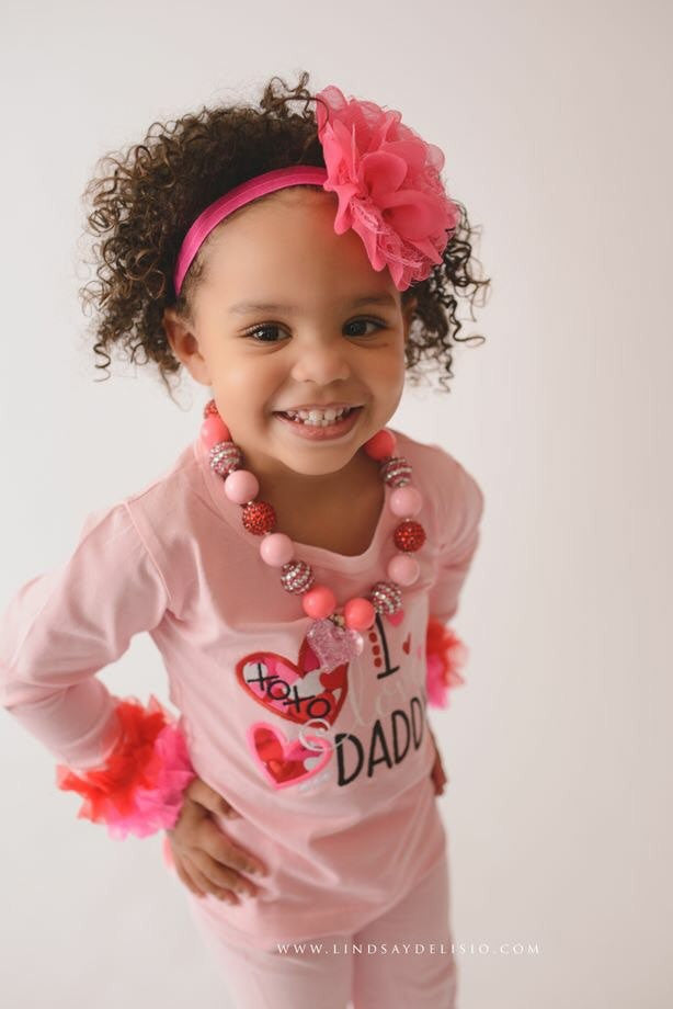 Valentines Day Outfit for Baby Girl & Kids – 2-Piece Set for Daddy -- I love Daddy - Pretty's Bowtique