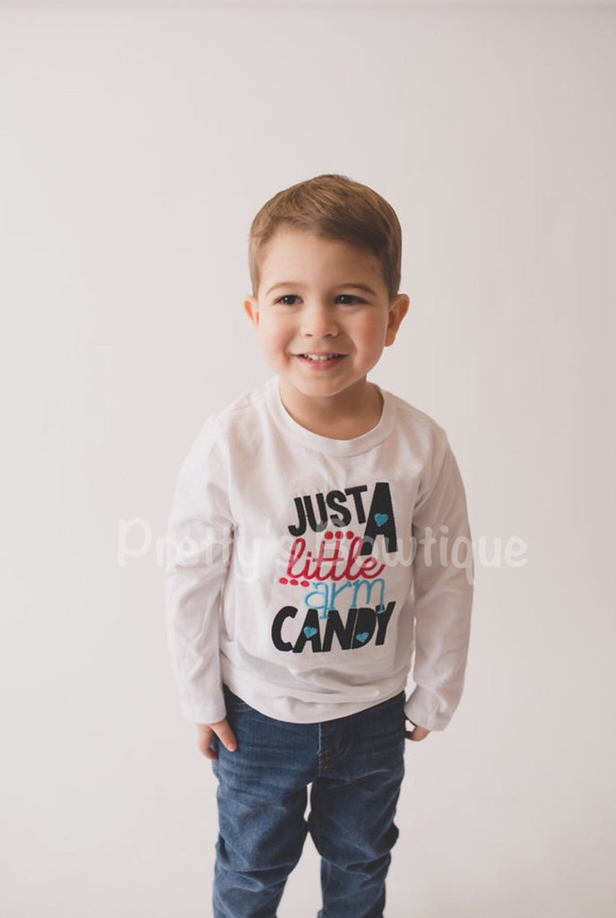 Boys Valentine's Shirt Just a little arm candy -- Boys Valentine shirt or bodysuit -- Valentine Shirt boys - Pretty's Bowtique