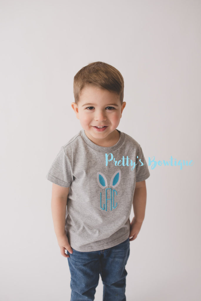 Boys Easter Shirt -- Easter Bunny shirt monogram-- Boy Easter Bunny shirt or Bodysuit -- Boys T Shirt -- - Pretty's Bowtique