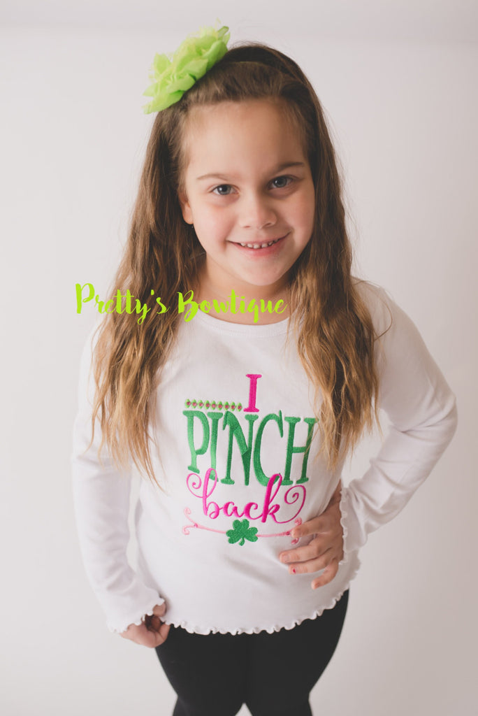 Girls St. Patrick's Day Shirt -- I pinch back St Patricks Day shirt -- St. Patty's day shirt or bodysuit - Pretty's Bowtique