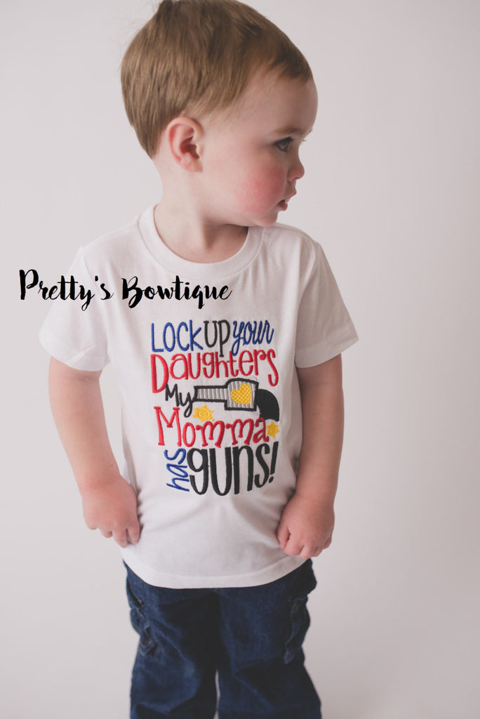 Lock up your daughters my momma has guns bodysuit or shirt -- funny baby shirt or bodysuit - Pretty's Bowtique