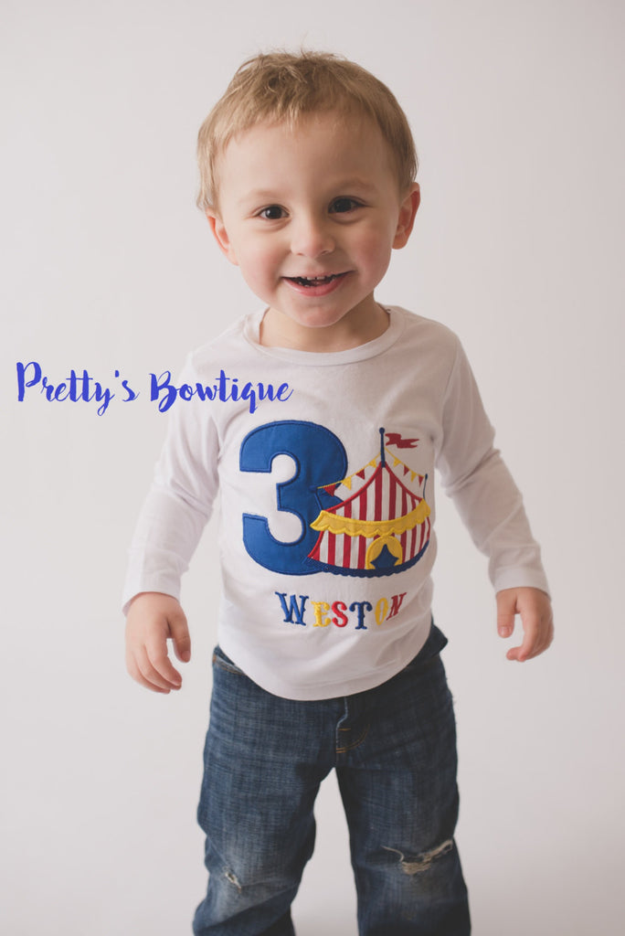 Boy Circus Under the big tent shirt.  Perfect for a trip to the circus or a Circus party shirt - Pretty's Bowtique