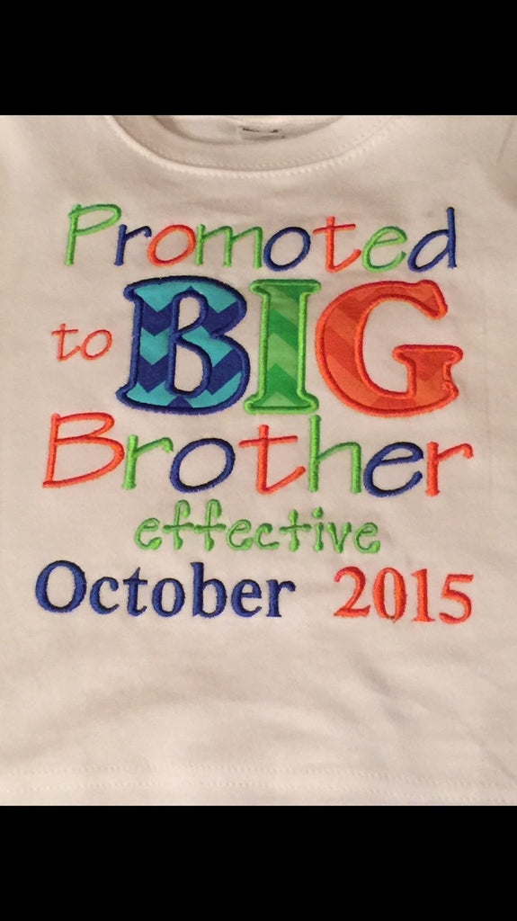 Promoted to big brother Shirt. Pregnancy announcement shirt or body suit can personalize - Pretty's Bowtique