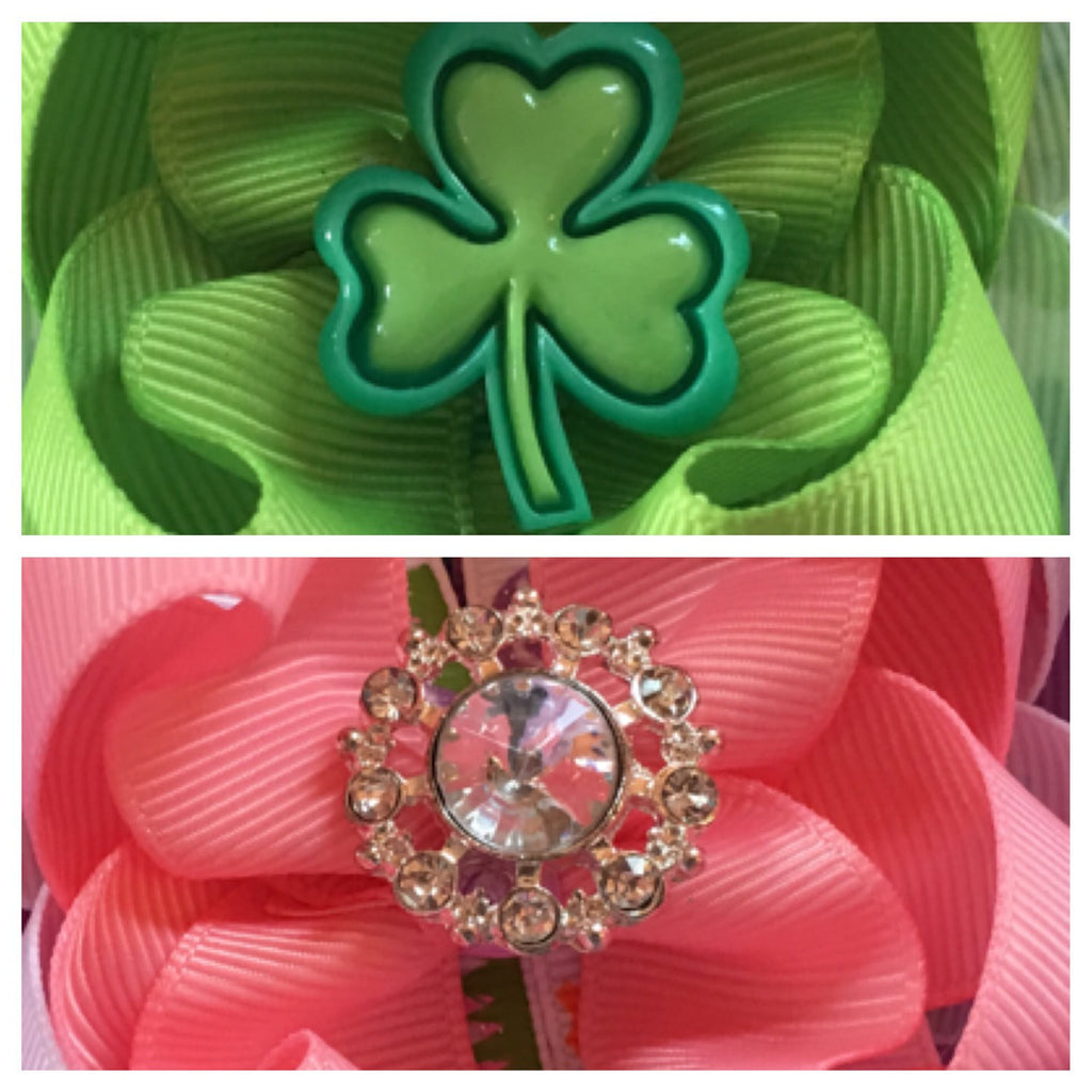 St. Patrick's  Bow -- Saint Patricks Bow -- St. Patricks Day Headband -- Pink, green, white - Pretty's Bowtique