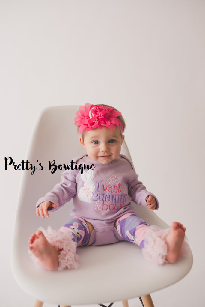 Girls Easter Shirt -- All i want is bunnies and bows-- Girls Easter Bunny shirt or Bodysuit -- Girls T Shirt -- - Pretty's Bowtique