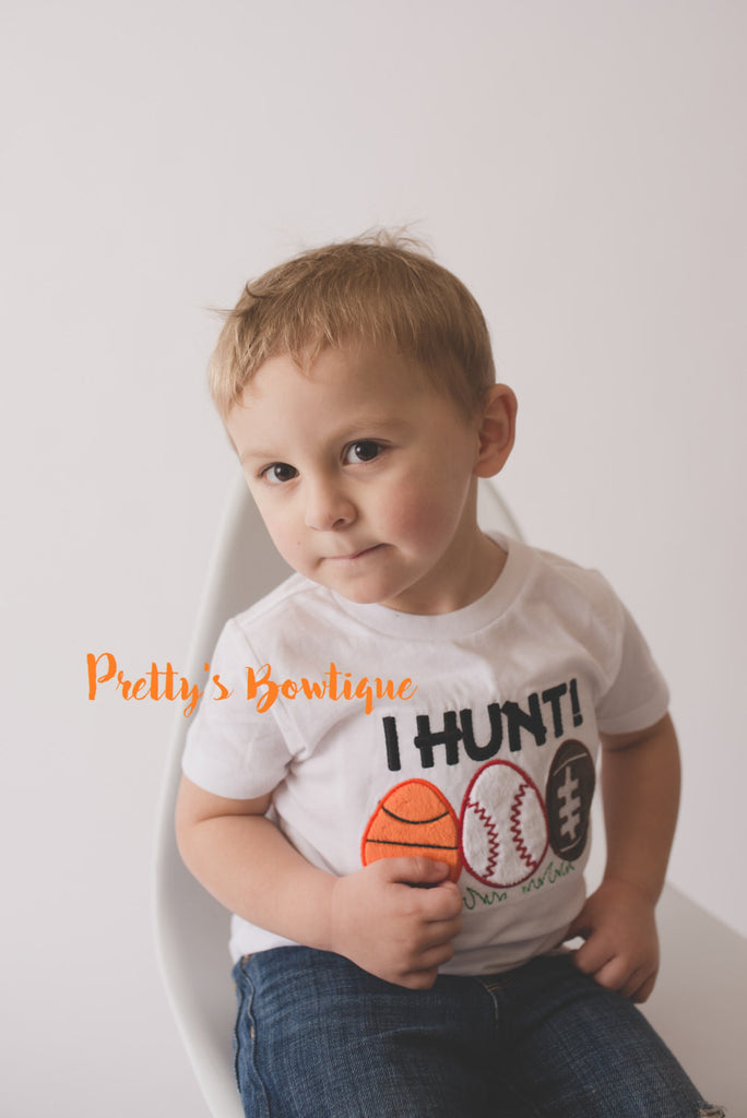 Boys I Hunt Easter Shirt -- Boys Sports Easter shirt or bodysuit-- Basketball -- Football -- Baseball -- boys Easter outfit - Pretty's Bowtique