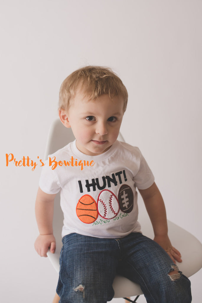 Boys I Hunt Easter Shirt -- Boys Sports Easter shirt or bodysuit-- Basketball -- Football -- Baseball -- boys Easter outfit - Pretty's Bowtique