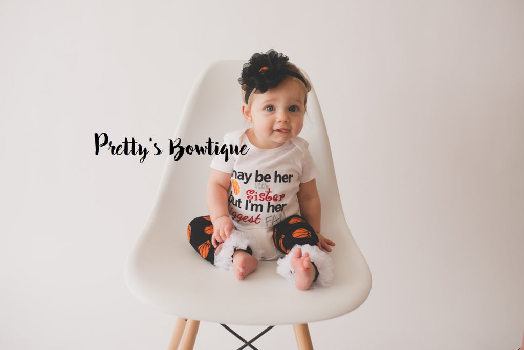 Basketball Little sister I may be her/his/their little sister but I'm her/his/their biggest fan -- Basketball shirt or bodysuit - Pretty's Bowtique